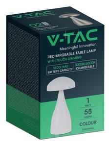 V-TAC 1W fehér, érintéssel vezérelhető akkumulátoros LED gomba alakú lámpa, CCT - SKU 7896