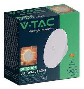 V-TAC indirekt világítású 12W kültéri, kerek fehér LED lámpa. változtatható CCT-vel - SKU 7854
