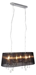 Króm csillár fekete 80 cm-es 6 lámpákkal - Ann-Kathrin