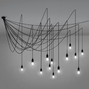 SELETTI LED függő lámpa Maman fekete 14 izzós, átlátszó, dimmelhető, Fekete, Nappali / Étkező, Műanyag, Modern