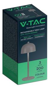 V-TAC 3W szürke, érintéssel vezérelhető akkumulátoros LED ernyő alakú lámpa, CCT - SKU 7987