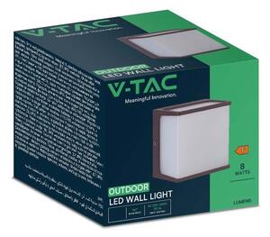 V-TAC szögletes 8W fali lámpa, IP65, Corten barna, meleg fehér - SKU 10282