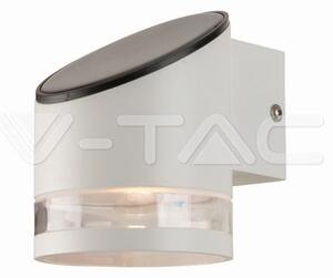 V-TAC napelemes 1W fali lámpa, IP44, meleg fehér, fehér házzal - SKU 10395