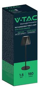 V-TAC 1.5W fekete, érintéssel vezérelhető akkumulátoros LED lámpa, CCT - SKU 10330