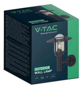 V-TAC kültéri fali lámpa, üveg búrával, fekete, E27 foglalattal - SKU 10422
