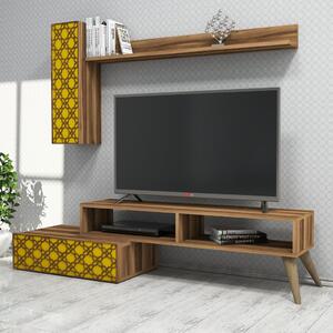 Planet TV-állvány, dió-sárga, 150 cm