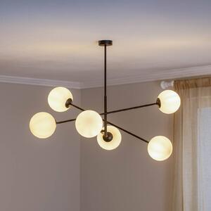 EMIBIG LIGHTING Lineáris mennyezeti világítás, fekete/opál, 6 izzós, dimmelhető, Fekete, Nappali / Étkező, fém, Modern