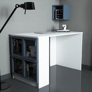Box íróasztal, fehér-kék, 120 cm