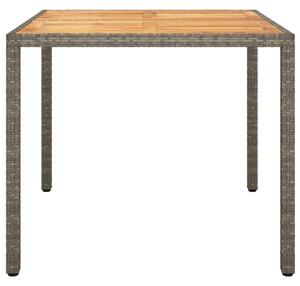 VidaXL szürke polyrattan és akácfa kerti asztal 90 x 90 x 75 cm