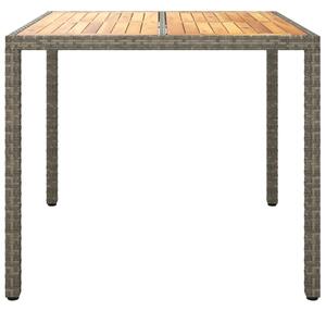 VidaXL szürke polyrattan és akácfa kerti asztal 90 x 90 x 75 cm