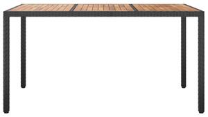 VidaXL fekete polyrattan és akácfa kerti asztal 150 x 90 x 75 cm
