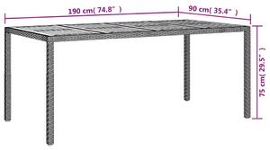 VidaXL szürke polyrattan és akácfa kerti asztal 190 x 90 x 75 cm