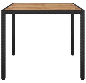 VidaXL fekete polyrattan és akácfa kerti asztal 90 x 90 x 75 cm