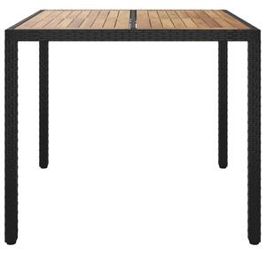 VidaXL fekete polyrattan és akácfa kerti asztal 90 x 90 x 75 cm