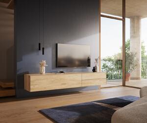 DELIFE TV szekrény Cuor 220 cm kerámia Laminam® sabbia tölgyszínű 1 billenő ajtó 2 fiókos lebegő