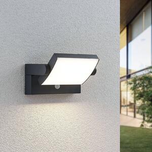 Lindby LED kültéri fali lámpa Sherin, 2 darabos, forgatható, érzékelős,, Fekete, Alumínium, Modern
