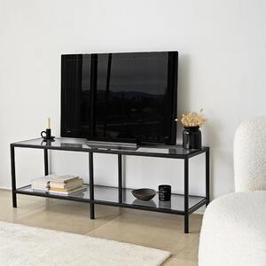 Üveg TV-állvány, sötétszürke-fekete, 130 cm
