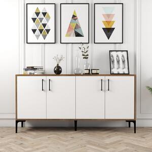Kiev komód, dió-fehér, 160 cm