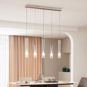 Lucande LED mennyezeti lámpa Korvitha, 5 lámpás, szürke, üveg, dimmelhető, Alu / szürke / cink, Nappali / Étkező, Üveg, Modern