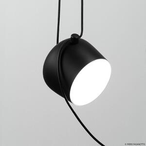 FLOS Aim Small LED függő lámpa, fekete, dimmelhető, Fekete, Nappali / Étkező, Alumínium, Dizájn