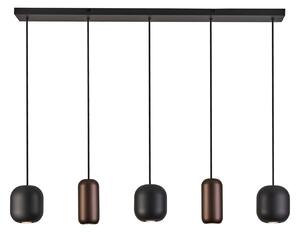 Jane függőlámpa, 102 cm hosszú, fekete/barna/zöld, 5 lámpás
