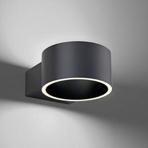 PURE LED fali lámpa Clipse, szürke, alumínium, Ø 15 cm, dimmelhető, Alu / szürke / cink, Nappali / Étkező, Alumínium, Modern