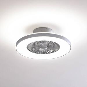 Lindby Smart LED mennyezeti ventilátor Paavo, ezüst, csendes, Tuya, dimmelhető, Alu / szürke / cink, Nappali / Étkező, Műanyag, Modern