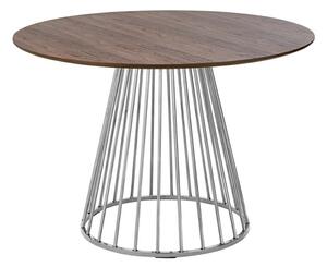King Home Glam Walnut Kerek Étkezőasztal Diófurnér Króm