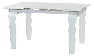 King Home Vendome Opti White Üveg Étkezőasztal Hullámos Lábakkal