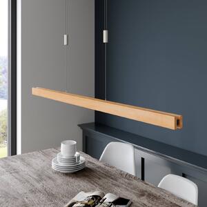 Quitani LED-es függőlámpa Alin, 138 cm hosszú, natúr tölgyfa, dimmelhető, Világos fa, Nappali / Étkező, Fa, Modern
