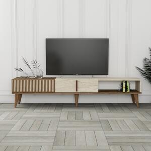 Milan TV-állvány, dió-travertin, 180 cm – TR845HCT5605