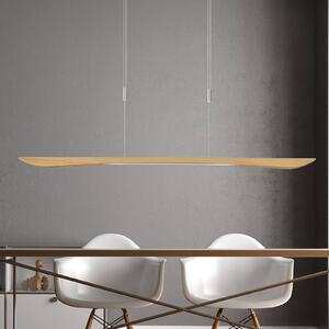 Quitani Hiba LED-es függőlámpa, natúr tölgyfa, hossza 148 cm, dimmelhető, Világos fa, Nappali / Étkező, Fa, Modern