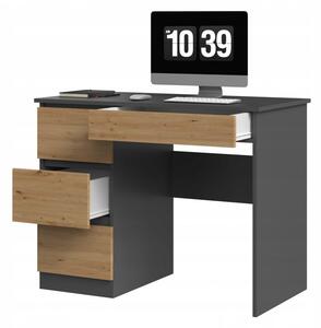 Íróasztal / számítógép asztal fiókkal - Holzmeister - 98 cm - antracit / tölgy