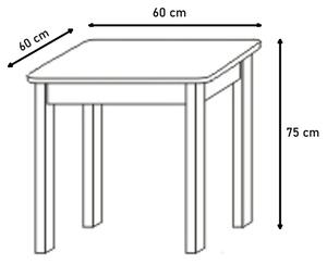 WOOD 3 tömörfa asztal, négyzetes, 60x60 cm, éger
