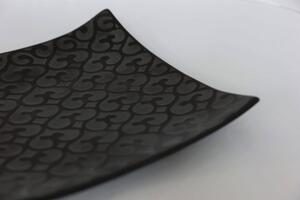 Fekete szögletes kerámia tányér 27cm
