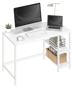 Számítógépes asztal 2 polccal, bal vagy jobb oldalra szerelhető polccal, fehér