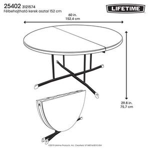 Lifetime asztal kerek félbehajtható 152 cm 25402