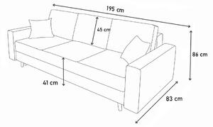 Szétnyitható kanapé NIGEL, 195x83, mandarin 14/sawana 01