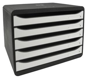 Irattároló, műanyag, 5 fiókos, EXACOMPTA BIigBox Glossy, fekete-fehér (EX3087213D)