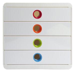 Irattároló, műanyag, 4 fiókos, EXACOMPTA Pop-Box, fehér (EX314398D)