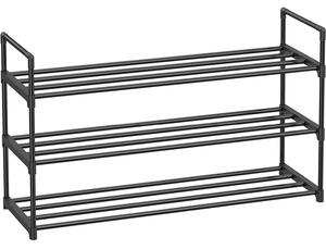 Cipőtartó állvány, 3 szintes 12-15 pár cipőhöz, 30 x 92 x 54 cm, fekete