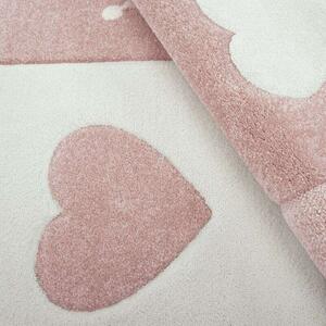 Csillag-szíves szőnyeg rózsaszín-szürke, modell 20426, 80x150cm