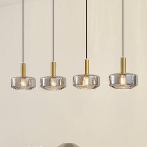 Lindby függőlámpa Hildur, 4 lámpás, 118 cm, füstszürke, üveg, dimmelhető, Alu / szürke / cink, Nappali / Étkező, Üveg