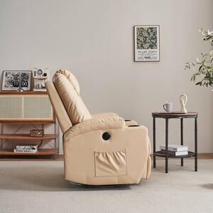 Relax fotelágy elektromosan dönthető háttámlával, lábtartóval, pohártartóval, vibrációs masszázzsal bézs műbőr (ELEC-MASS-CUP-BEIGE-PU)