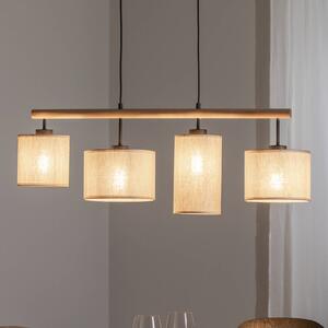 TK Lighting Deva Nature lógó világítás, 4 izzós, textil, dimmelhető, Világos fa, Nappali / Étkező, Fa, Skandináv