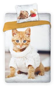 Pamut ágyneműhuzat nyomtatott vörös cica