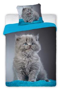 Pamut ágyneműhuzat nyomtatott szürke cica