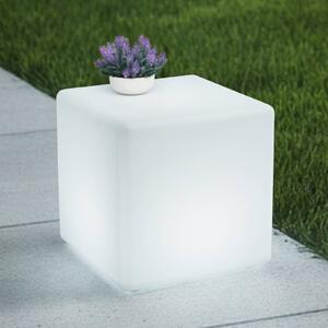Lindby Cubara akkumulátoros LED kültéri világítás, RGB, kocka, műanyag, dimmelhető, Fehér / opál, Műanyag, Modern