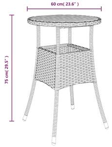 VidaXL szürke akácfa és polyrattan kerti asztal Ø60 x 75 cm