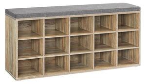 Cipőtartó pad, cipőpolc ülőfelülettel, 30×105×48 cm, türkizbarna–szürke